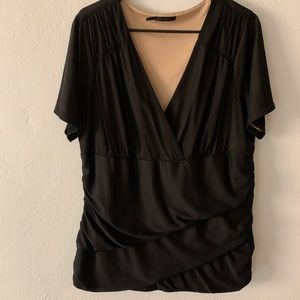 Maurices Tops - Black cross cross top with diagonal ruched panels Maurices Tops - Black cross cross top with diagonal ruched panels